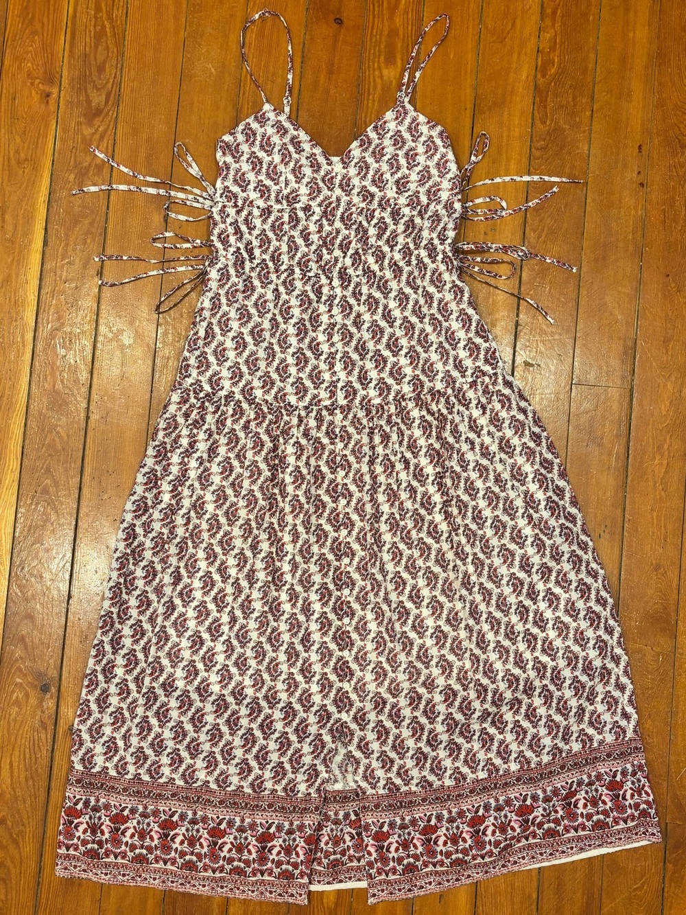 American Eagle Boho Smocked Midi Dress Fairy Balletcore Cottagecore XS Cotton